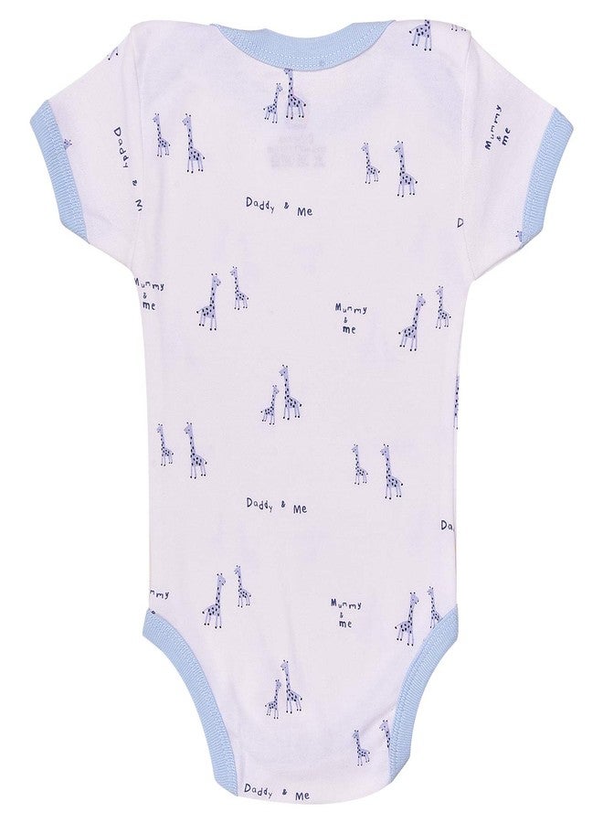 Magic Town Baby Boy/Girl Multi-Color Cotton Short/Long Sleeve Romper Jumpsuit Bodysuit Unisex (Pack of 3) (0-3 months, Blue) - Image 3