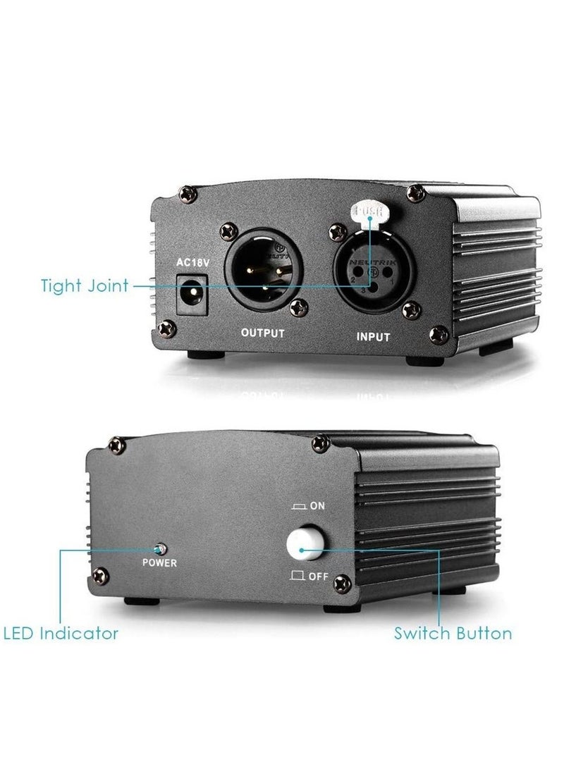 1-channel 48V phantom power supply with adapter for any condenser microphone music recording equipment - Image 3