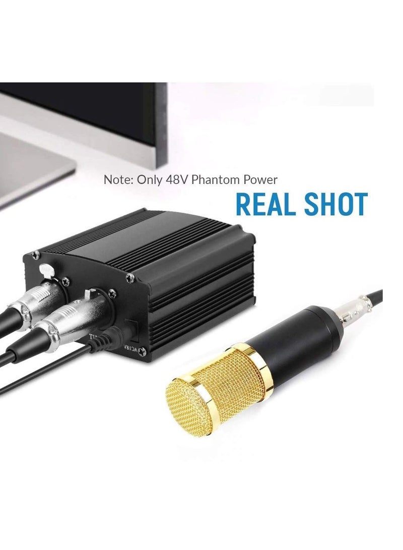 1-channel 48V phantom power supply with adapter for any condenser microphone music recording equipment - Image 4