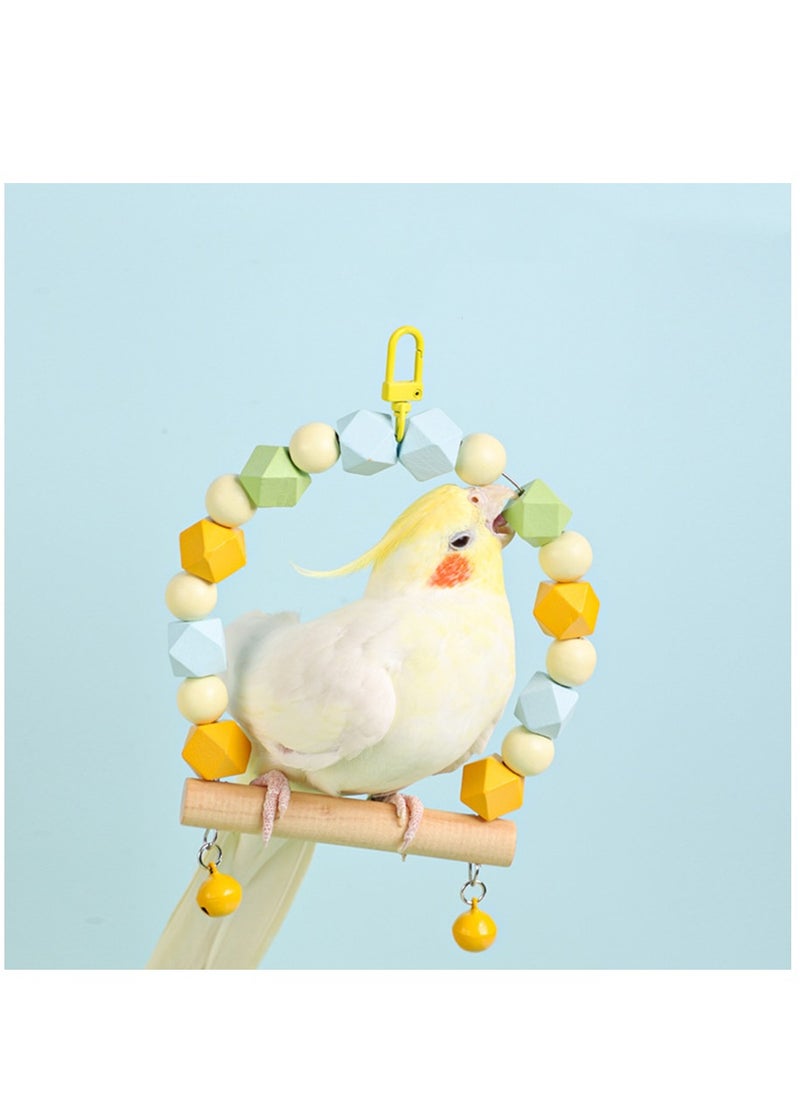 Arabest Colorful Wooden Bird Swing, Cage Hanging Toys Cotton Rope Swing Bite Resistance Perches Toy Parrot Toy Boredom Breaker for Budgie, Cockatiels, Conures, Finches, Small Parakeets  - Image 1