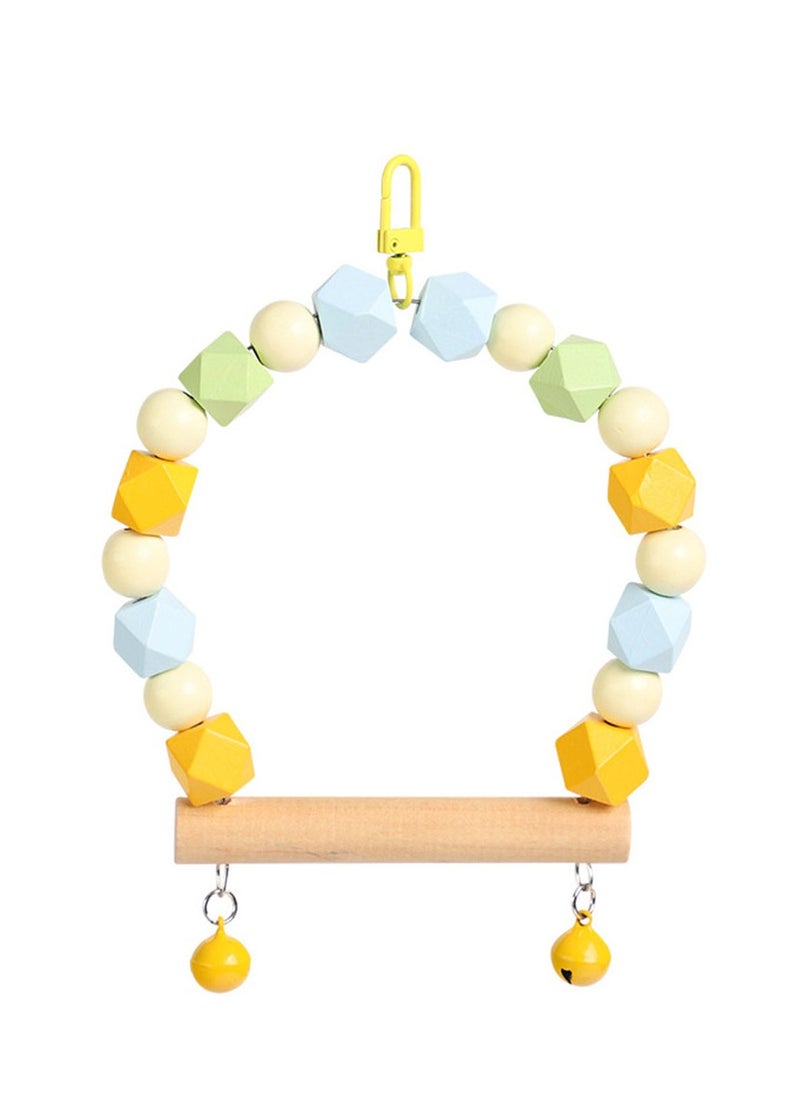 Arabest Colorful Wooden Bird Swing, Cage Hanging Toys Cotton Rope Swing Bite Resistance Perches Toy Parrot Toy Boredom Breaker for Budgie, Cockatiels, Conures, Finches, Small Parakeets  - Image 2