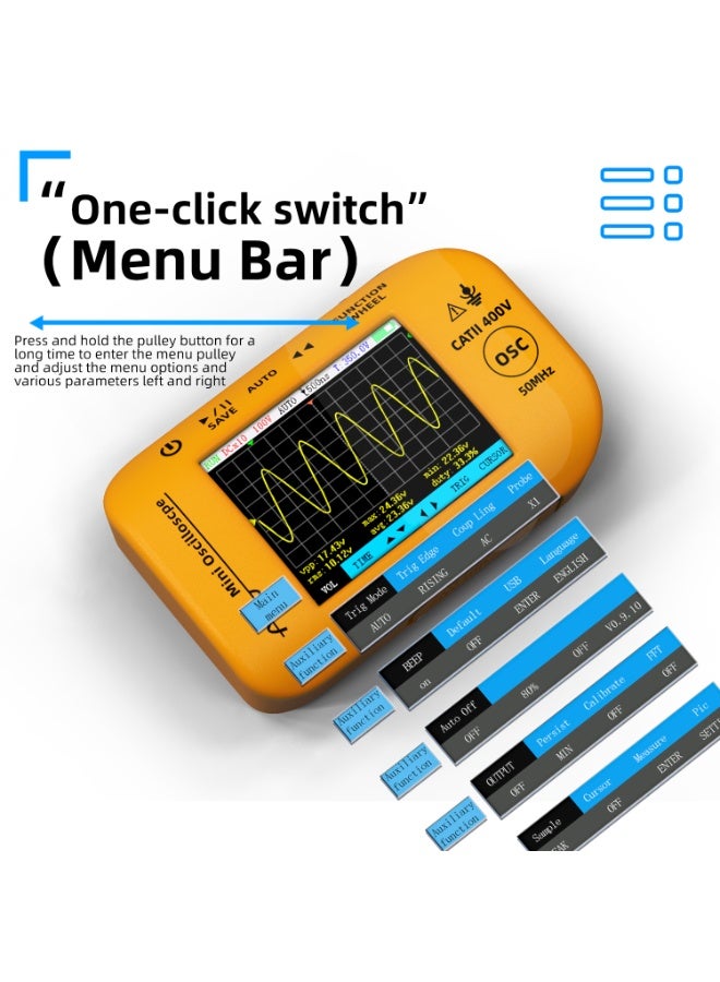 BSIDE OT4 Mini Digital Handheld Oscilloscope 50MHz Bandwidth 200MSa/s Sample Rate Smart Tester for experiments - Image 5