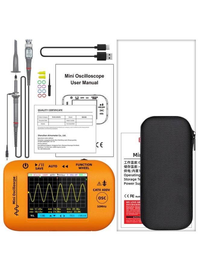BSIDE OT4 Mini Digital Handheld Oscilloscope 50MHz Bandwidth 200MSa/s Sample Rate Smart Tester for experiments - Image 1