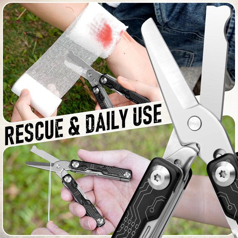 BIBURY Mini Keychain Multitool Scissors B12062B, 9 in 1 Multitool EDC Scissors with Screwdriver, Bottle Opener, Pocket Knife, Spring -Mini Multi Tool for Outdoor, Daily Use, Gifts for Men and Women - Image 4