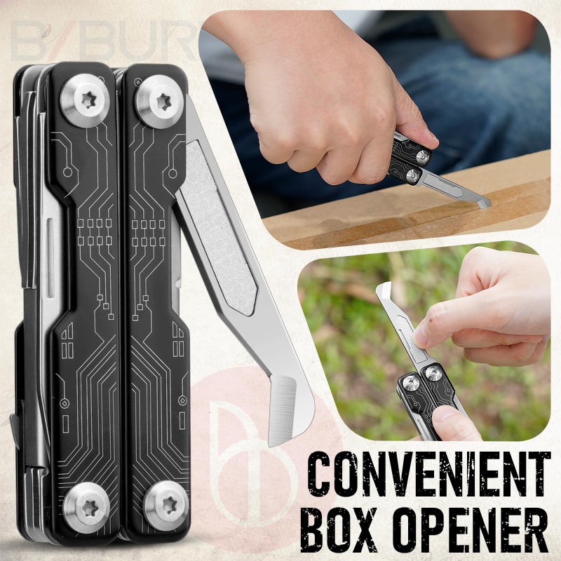 BIBURY Mini Keychain Multitool Scissors B12062B, 9 in 1 Multitool EDC Scissors with Screwdriver, Bottle Opener, Pocket Knife, Spring -Mini Multi Tool for Outdoor, Daily Use, Gifts for Men and Women - Image 5