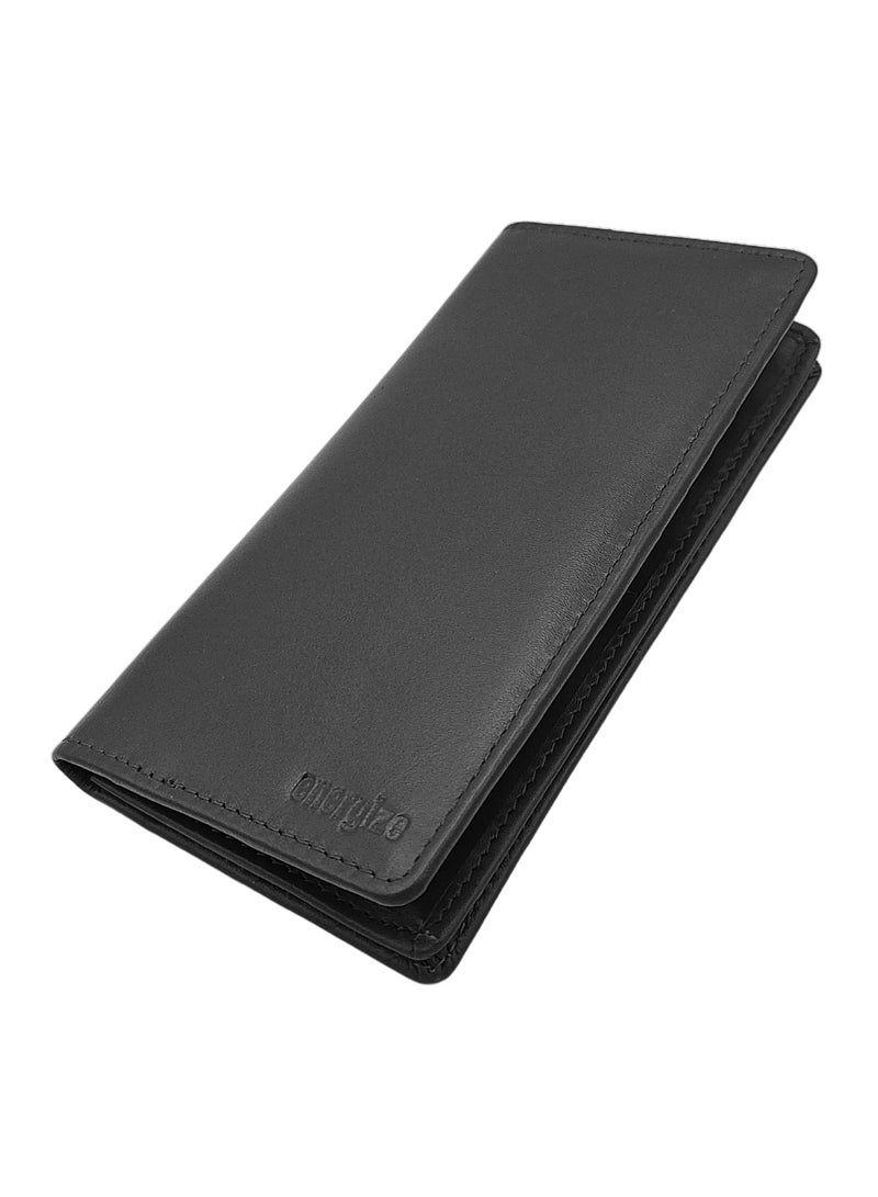 Energize Long Genuine Leather Wallet for Men, Premium Leather Material with Versatile Compartment, Ideal for Traveling & Daily Use, Perfect Gift for Any Occasion- Black - Image 1