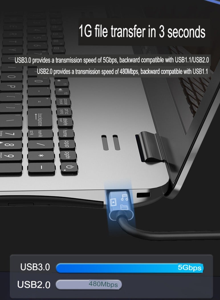 AROAQ Type C To HD Multimedia Interface Adapter, Portable Multiport USB C Hub, Durable Fast Transfer 6-in-1 Type C Adapter, HD Display Docking Station, (Six-in-one HDMI4k+USB3.0+USB2.0+PD100W+SD/TF) - Image 4