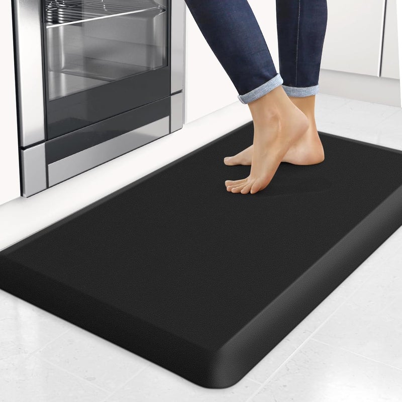 StepRite 4/5 Inch Thick Kitchen Mats for Floor, Kitchen Rug for Standing Desk, Non-Slip, Thicker, Stain & Water Resistant, Comfort Anti Fatigue Floor Mat for Home, Kitchen, Office - Black, 32 * 20'' - Image 1