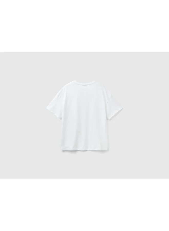يونايتد كولورز أوف بينتيون T-Shirt With Embroidered Logo
