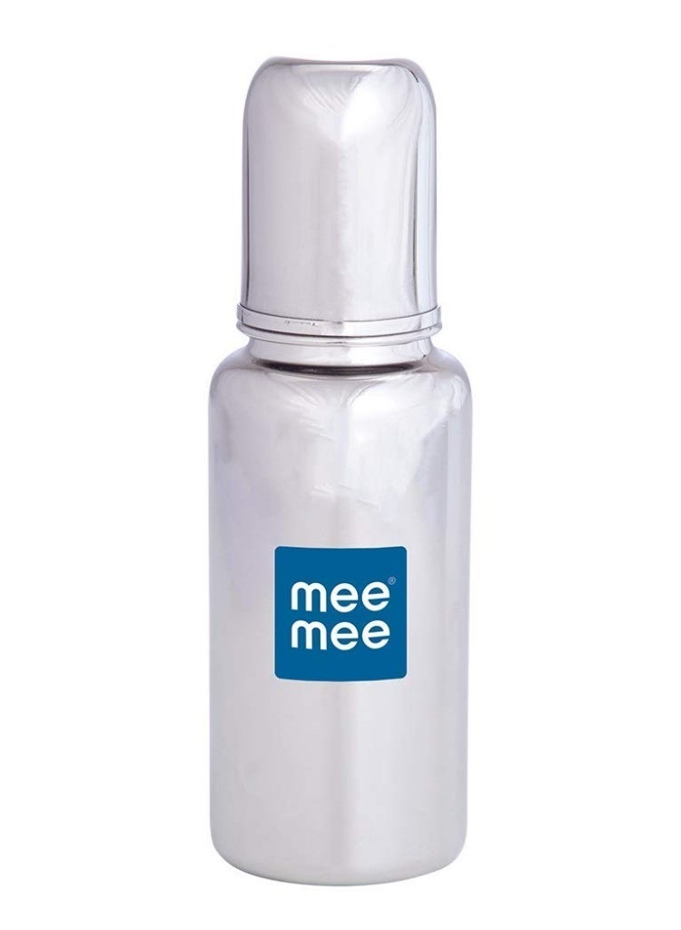 Mee Mee Baby Steel Feeding Bottle 240ml | Baby Milk Bottle with Advanced Anti Colic Valve, BPA Free, Soft Silicone Teat, Wide Neck for Babies/Infants/Newborns of 0-2 Years - Image 1