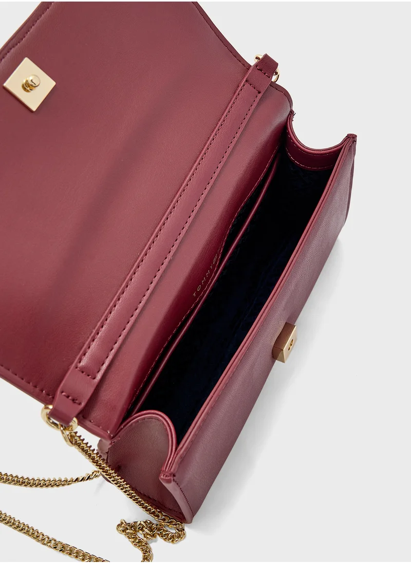 TOMMY HILFIGER Logo Detail Flap Over Clutche