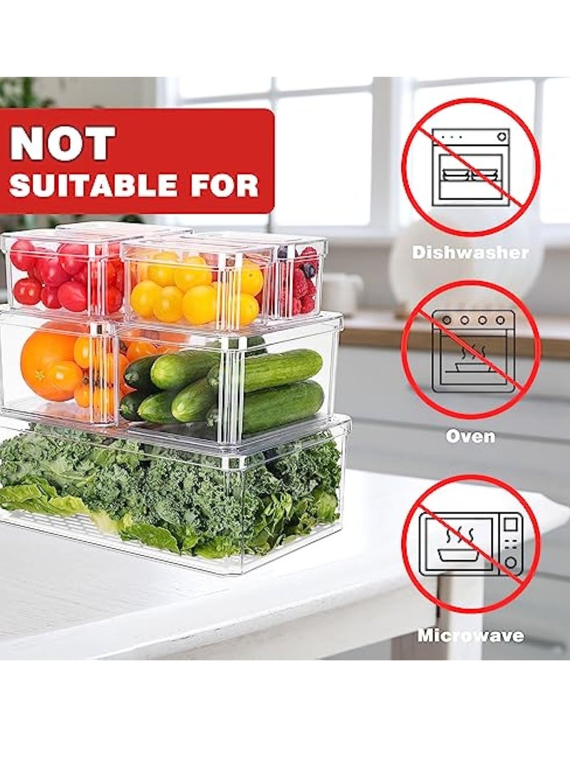 KASTWAVE 7 Pack Fridge Organizer Bins, Food Storage Containers with Lids Airtight, PET Food Storage Container, 3 Sizes Clear Fridge Organizer with Lids, Stackable BPA-Free Fruit Storage Containers  - Image 4