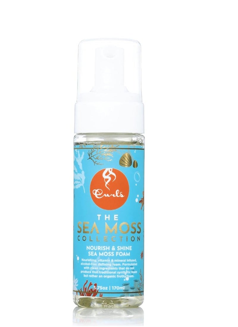 Curls Curls Sea Moss Nourish & Shine Foam - Nourishing, Alcohol-Free Hair Mousse - Vitamin and Mineral Infused - Lightweight, Sculpted, Glossy & Voluminous Finish - For All Types 5.75oz  - Image 1