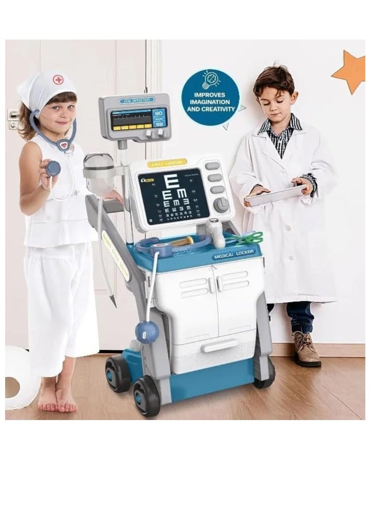 UKR - UKR Kids Doctor Cart Playset with X-Ray Machine, Medical Accessories & Simulation ECG Monitor Educational Pretend Play Medical Toy for Kids. - Image 1