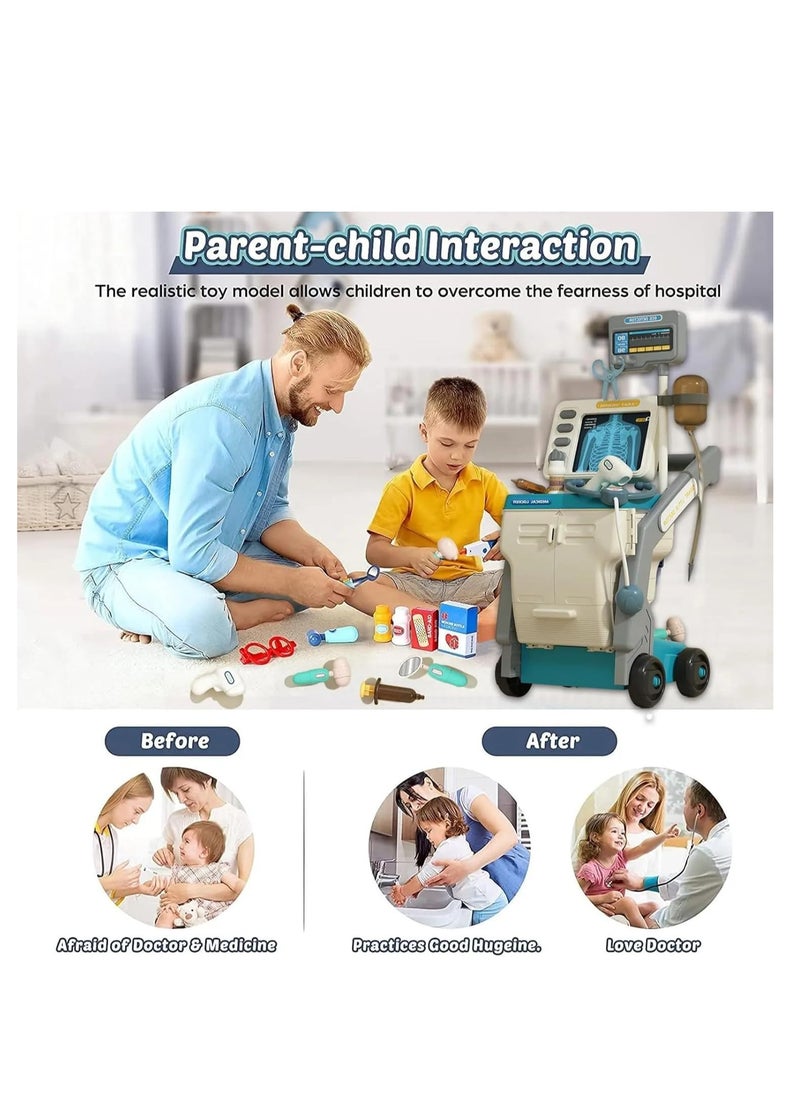UKR - UKR Kids Doctor Cart Playset with X-Ray Machine, Medical Accessories & Simulation ECG Monitor Educational Pretend Play Medical Toy for Kids. - Image 1