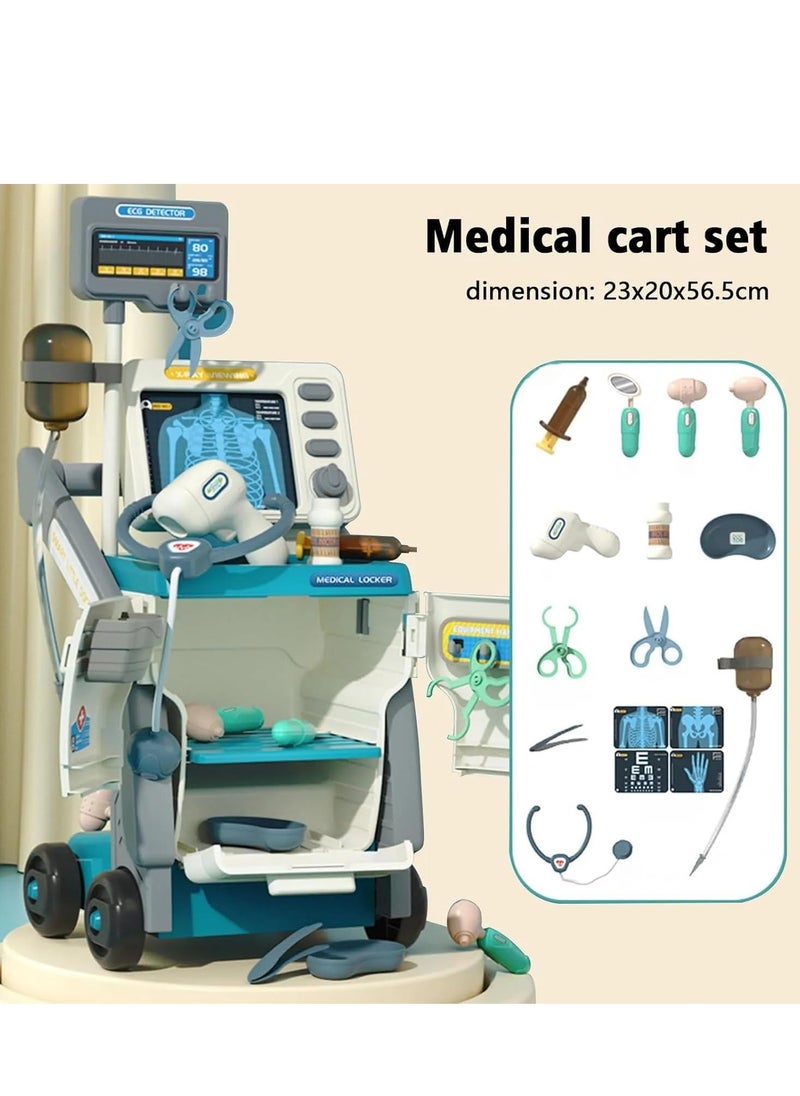 UKR - UKR Kids Doctor Cart Playset with X-Ray Machine, Medical Accessories & Simulation ECG Monitor Educational Pretend Play Medical Toy for Kids. - Image 1