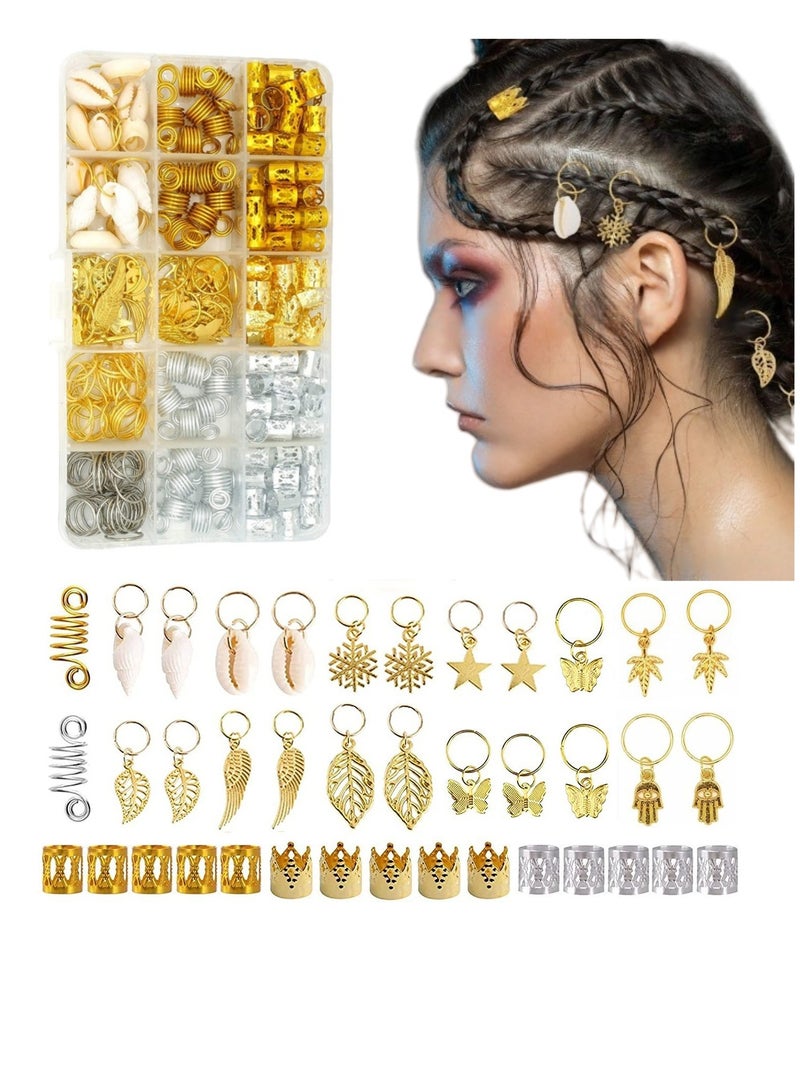 Eilimi 230 pieces of dreadlocks hair accessories personalized shell headdresses DIY braided hair rings spring hair rings butterfly leaf hair decoration - Image 1