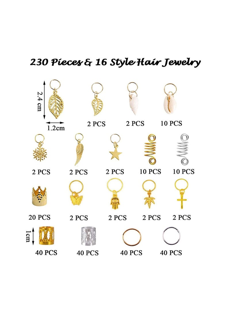 Eilimi 230 pieces of dreadlocks hair accessories personalized shell headdresses DIY braided hair rings spring hair rings butterfly leaf hair decoration - Image 2