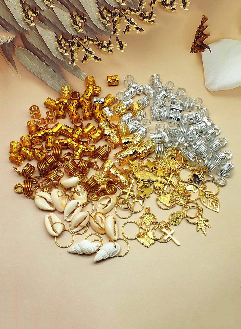 Eilimi 230 pieces of dreadlocks hair accessories personalized shell headdresses DIY braided hair rings spring hair rings butterfly leaf hair decoration - Image 4