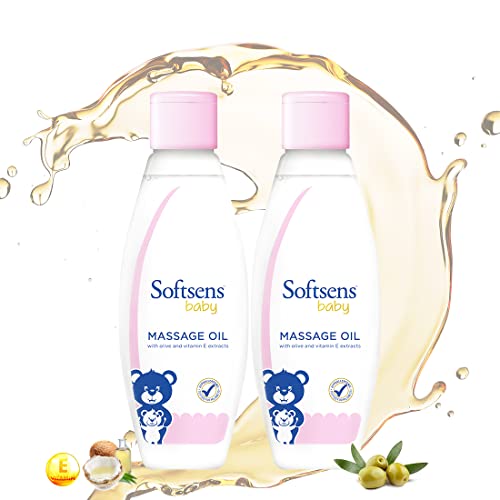Softsens Baby Calming Massage Oil 200ml each (Pack of 2) | Deep Nourishing & Soothing Daily Massage Oil with Coconut, Olive & Almond Oils & Vitamin E | Dermatologically Tested, Hypoallergenic & Paraben‑Free - Image 1