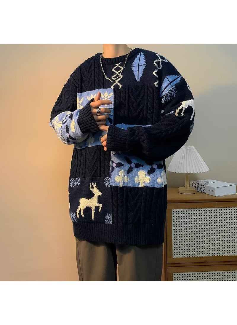 Generic Thickened Winter Knitted Sweater Mens Casual Crew Neck Pullover Warm Plus Size Trendy Couple Christmas Vintage Autumn/Winter brown  - Image 2