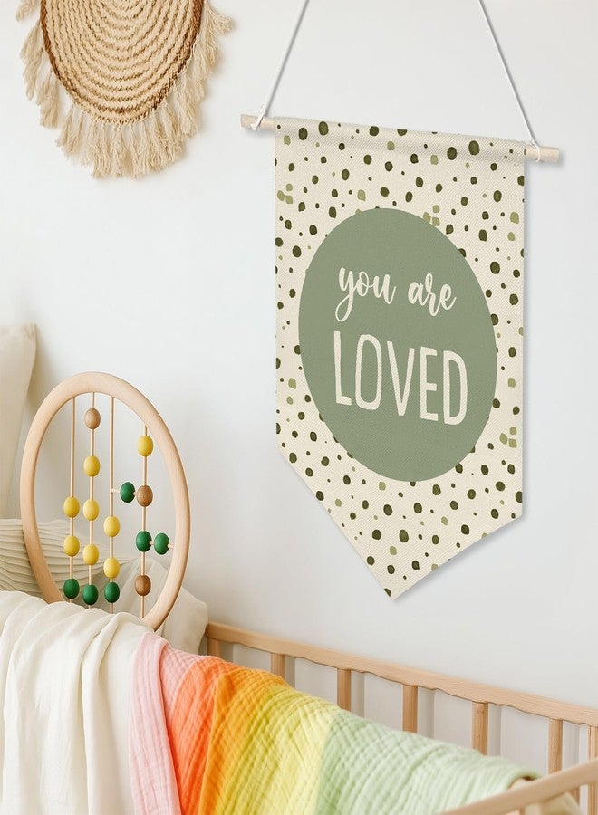 ZTGDA You Are Loved Nursery Wall Hanging Banner – Green Polka Dot Canvas Poster, Baby Room Wall Art Decor for Infant, Toddler, Baby Shower Decor from Parents or Grandparents 16x11inch (KD19) - Image 4