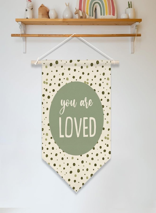 ZTGDA You Are Loved Nursery Wall Hanging Banner – Green Polka Dot Canvas Poster, Baby Room Wall Art Decor for Infant, Toddler, Baby Shower Decor from Parents or Grandparents 16x11inch (KD19) - Image 5