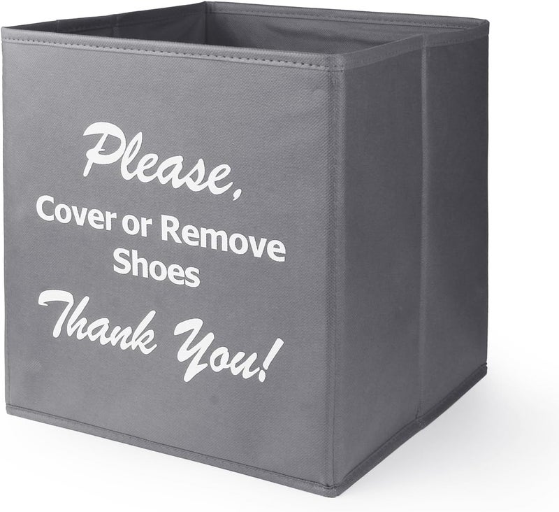 Opret Large Shoe Cover Box Grey, Real Estate Agent Supplies, Disposable Shoe Cover Dispenser Box for Open House, Please Cover or Remove Shoes, Foldable Storage Bin for Bootie - Image 1