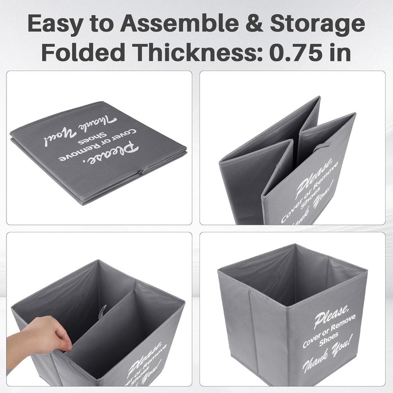 Opret Large Shoe Cover Box Grey, Real Estate Agent Supplies, Disposable Shoe Cover Dispenser Box for Open House, Please Cover or Remove Shoes, Foldable Storage Bin for Bootie - Image 4