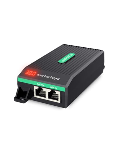 LINOVISION Gigabit 30W PoE+ Injector with LED Screen to Indicate Power Output, AC100-240V Input, IEEE802.3af/at 30W Power and Data Output for IP Camera, Wireless AP, VoIP Phone, 3-Year Warranty - Image 1