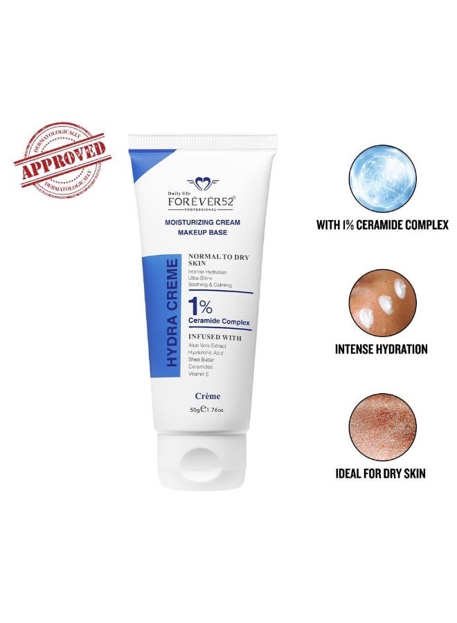 Daily Life Forever52 Hydra Creme Moisturizing Cream + Makeup Base with 1% Ceramide Complex | Hydrating Primer with Hyaluronic Acid, Shea Butter & Vitamin E | Smooth Base for Normal to Dry Skin | 50 g - Image 2