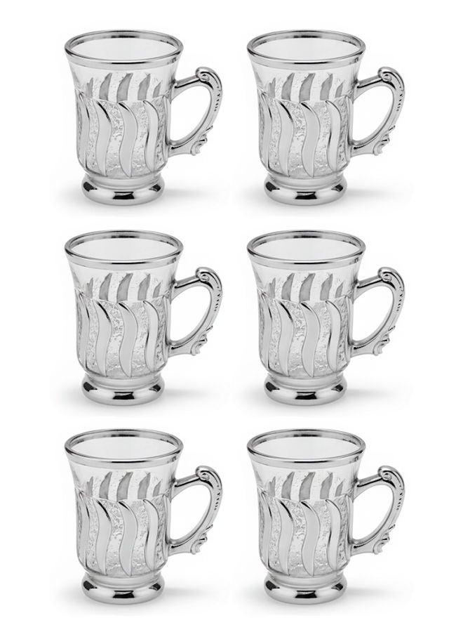دوف طقم أكواب شاي زجاجية شفاف/فضي 6 قطع 90 مل - Image 1