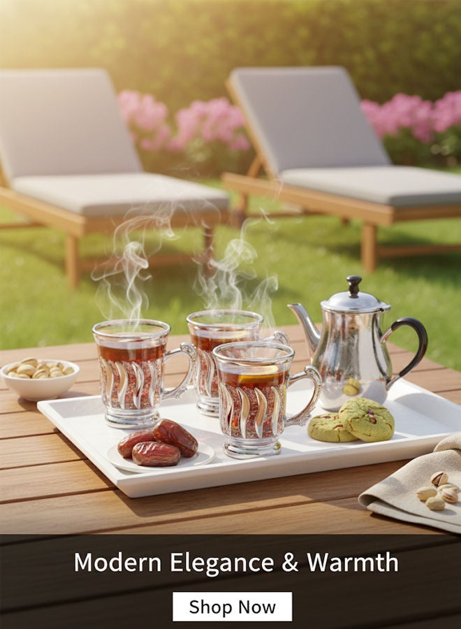 دوف طقم أكواب شاي زجاجية شفاف/فضي 6 قطع 90 مل - Image 2