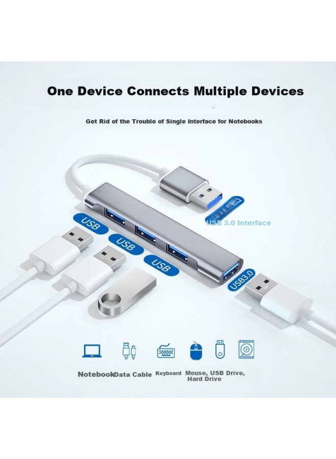 Union Star Youlianxing Usb3.0 Hub With Cable, 4-port Usb2.0 Expansion Dock, Multifunctional Hub Splitter, Portable Laptop Desktop Computer One-to Mouse Keyboard Usb Drive Converter - Image 3