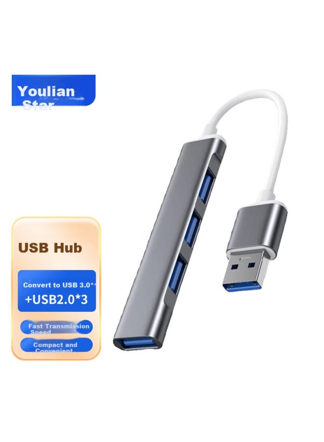Union Star Youlianxing Usb3.0 Hub With Cable, 4-port Usb2.0 Expansion Dock, Multifunctional Hub Splitter, Portable Laptop Desktop Computer One-to Mouse Keyboard Usb Drive Converter - Image 1