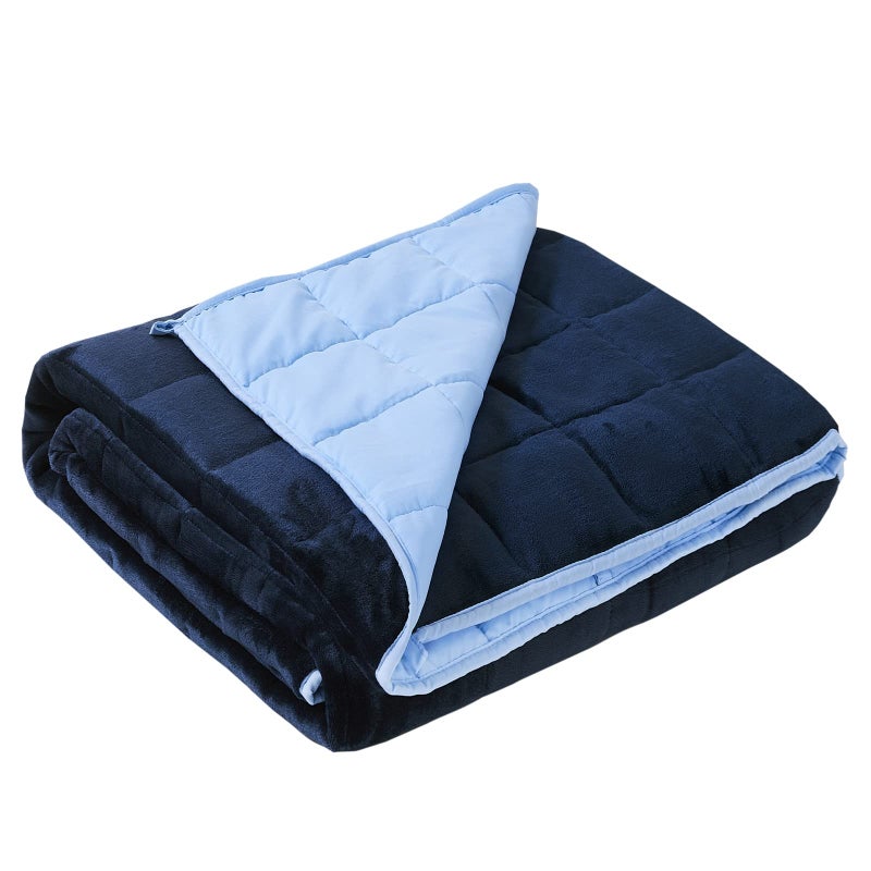 Satwip Weighted Blanket Queen Size 15lbs Fuzzy Warm Flannel Throw Blanket with Soft Breathable Sanded 60 x 80 inches Blue
