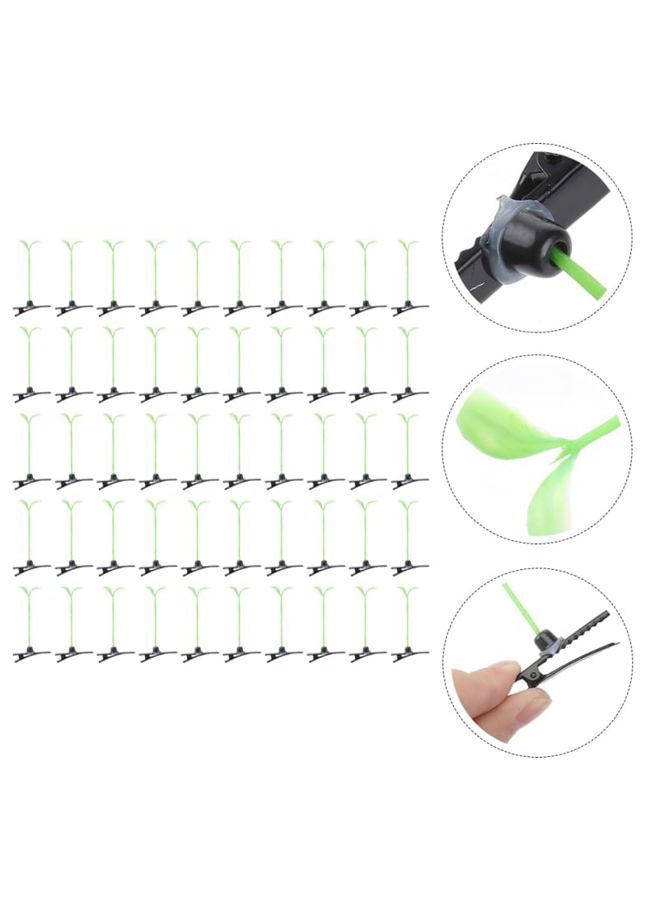 HANABASS 100Pcs Bean Sprout Hair Clips Little Plant Hairpins Funny Grass Barrette Headwear Hair Accessories for Women Kids Girls Lady Home School Easter Party Green - Image 2