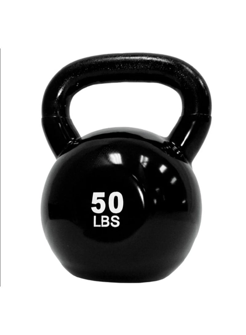 TKO 50lbs Vinyl Coated Kettlebell | Heavy Duty Strength Training Weight for Gym & Home Workout