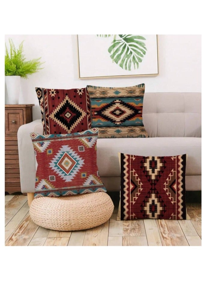 Cushion cover set of 4 pieces, bright and solid colors, size 45 cm x 45 cm, without filling - Image 1