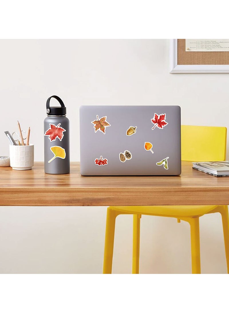 قوس قزح أورينبو ملصقات أوراق الخريف 55 قطعة من ملصقات أوراق القيقب الخريفية وجوز الصنوبر المقاومة للماء لزجاجات المياه والكمبيوتر المحمول والسيارة والدراجة النارية والثلاجة والأمتعة والأكواب والكمبيوتر والهاتف المحمول وألواح التزلج - Image 3