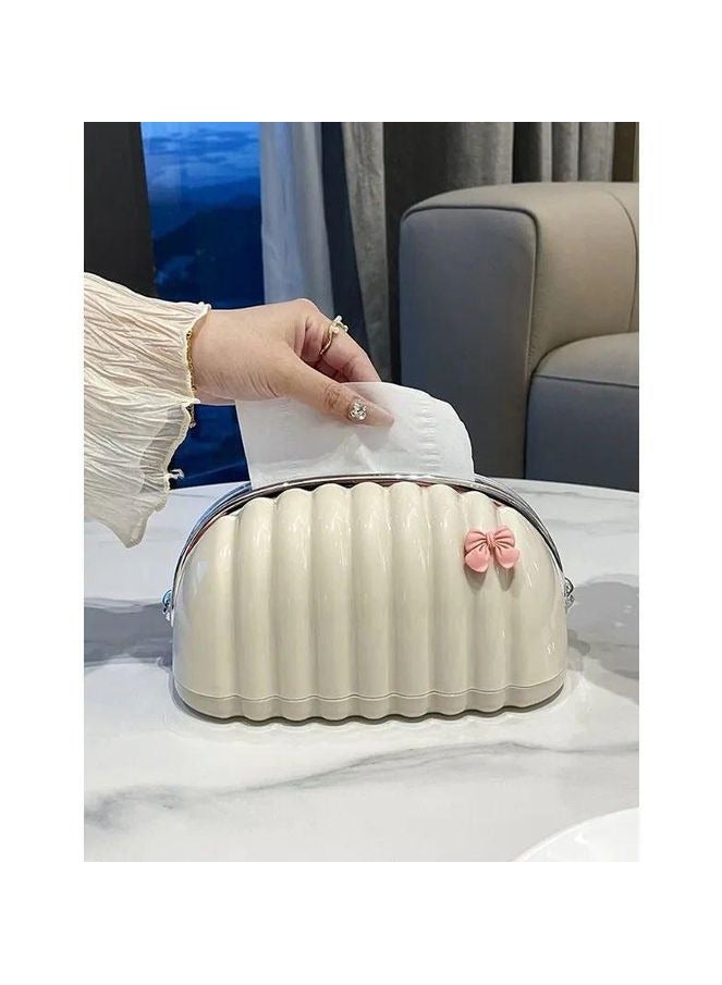 Tissue Box, Desktop Decorative Shell Bag Shape Desktop Napkin Dispenser for Living Room - Image 2
