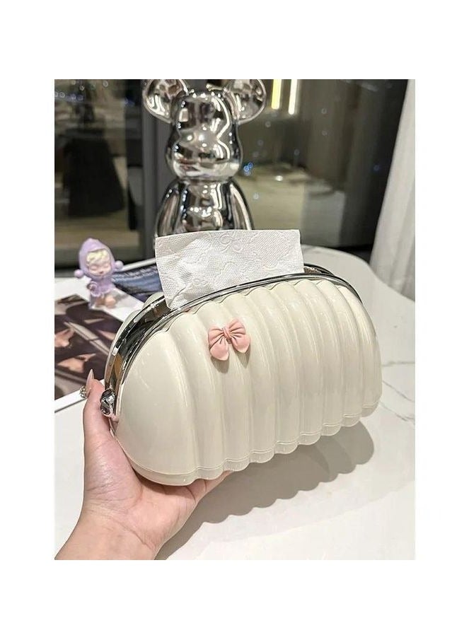 Tissue Box, Desktop Decorative Shell Bag Shape Desktop Napkin Dispenser for Living Room - Image 1