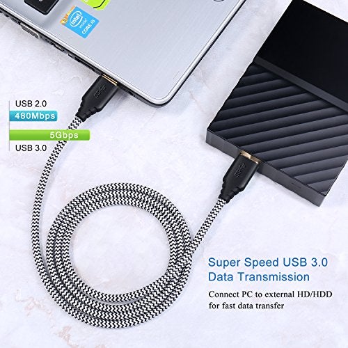 Besgoods 4-Pack USB 3.0 A to A Cable - 3FT Male to Male Short Braided Double End Cord Compatible for DVD Players, Hard Drive Enclosures, Laptop Cooler and More - White - Image 3