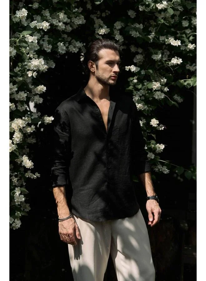 Bohemai  Ombretta Black Linen Oversize Men's Shirt. for Men | Best Price UAE