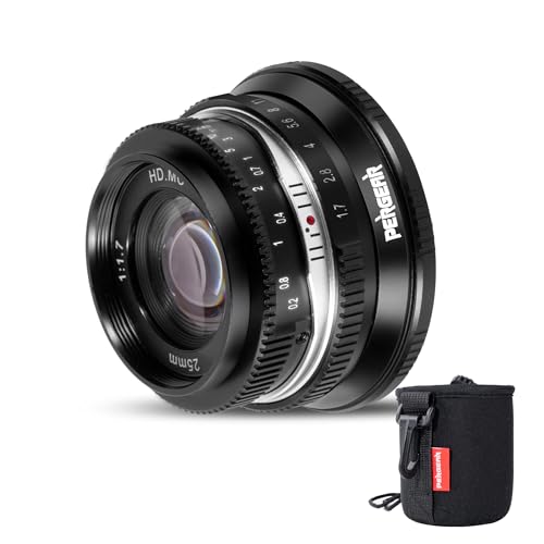 Pergear 25mm F17 Large Aperture Manual Lens for FX Mount Cameras Compatible with Fuji APSC Cameras XT3 XH1 XPro2 XE3 XT1 XT2 XT4 XT5 XT10 XT20 XT200 XS10 XA2 XE2 Black - Image 1