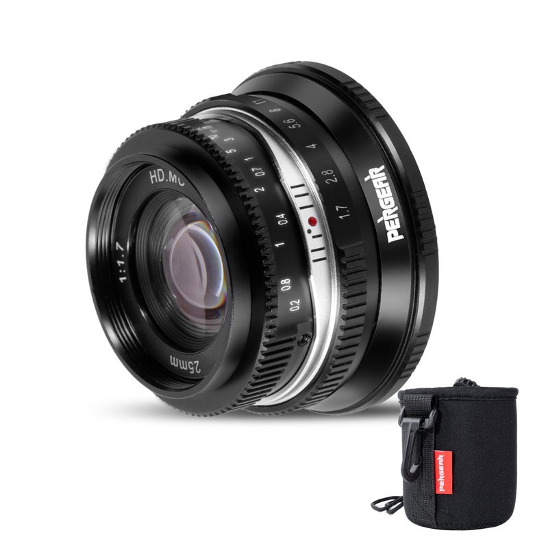 Pergear 25mm F17 Large Aperture Manual Lens for FX Mount Cameras Compatible with Fuji APSC Cameras XT3 XH1 XPro2 XE3 XT1 XT2 XT4 XT5 XT10 XT20 XT200 XS10 XA2 XE2 Black - Image 2