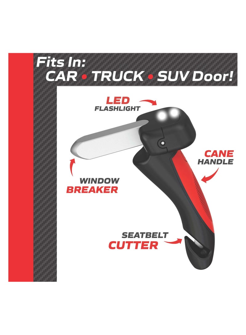شابية عصا سيارة متعددة الاستخدامات، مقبض باب، مساعدة على الحركة، مصباح LED مدمج، كاسر نوافذ، كاسر زجاج، قاطع حزام الأمان، مساعدة مقبض السيارة لكبار السن وأداة طوارئ السيارة، مساعدة في الإمساك بالباب - Image 4