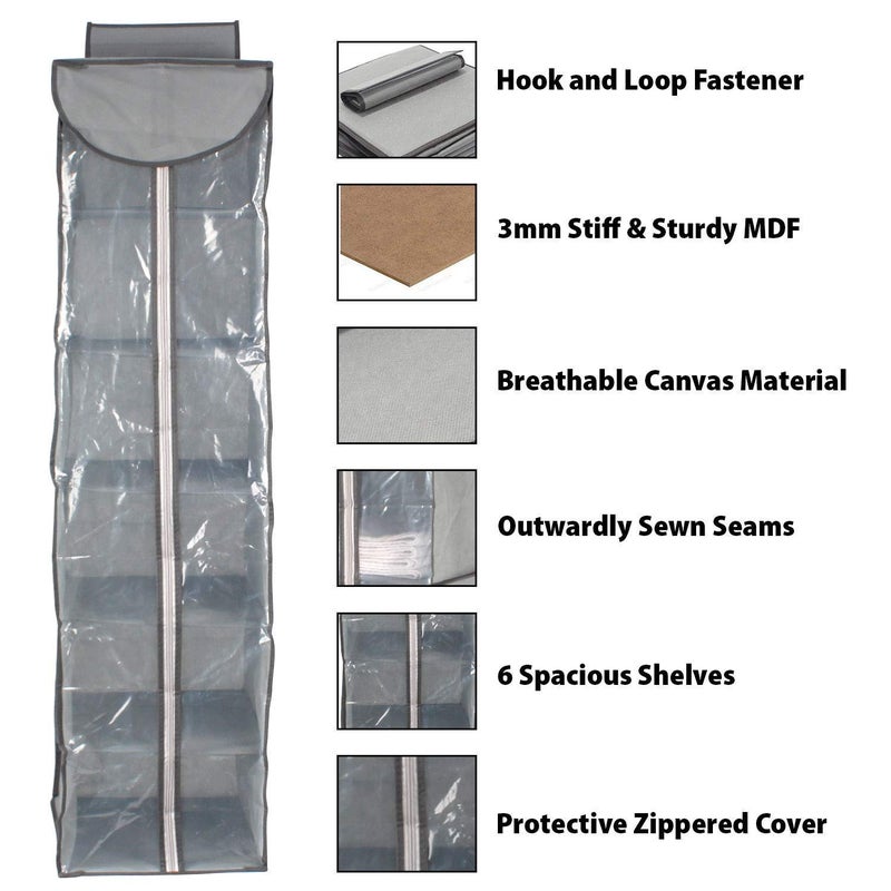 SHREYAGN Wardrobe Organizer for Clothes NonWoven Fabric Hanging Storage Wardrobe Organizer with PVC Zippered Closure 6 Layers Chain Cloth Multi Color - Image 2