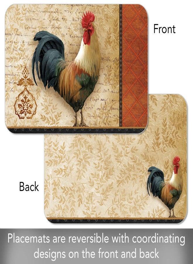 CounterArt Signature Rooster 4 Pack Reversible Easy Care Flexible Plastic Placemats Made in The USA BPA Free Easily Wipes Clean - Image 4