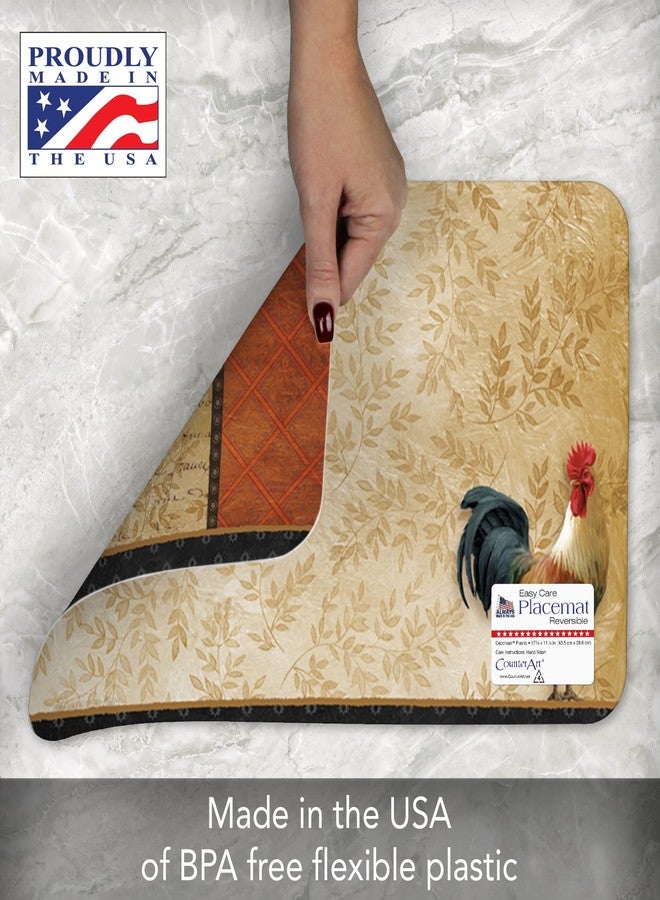 CounterArt Signature Rooster 4 Pack Reversible Easy Care Flexible Plastic Placemats Made in The USA BPA Free Easily Wipes Clean - Image 3